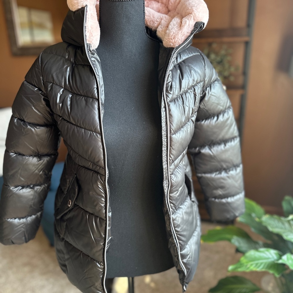 Michael Kors Black Puffer Jacket with Pink Lining in Hood